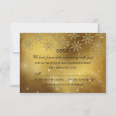 Gouden Sparkle Snowflake Kerstvakantie RSVP (Voorkant)