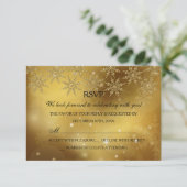 Gouden Sparkle Snowflake Kerstvakantie RSVP (Staand voorkant)
