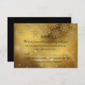 Gouden Sparkle Snowflake Kerstvakantie RSVP (Voorkant / Achterkant)