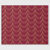 Gouden Sparkle Swag Stripe op Bourgogne Rood Cadeaupapier (Vlak)