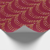 Gouden Sparkle Swag Stripe op Bourgogne Rood Cadeaupapier (Hoek)