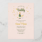 Gouden Sparkle Vrouwelijke Brunch Bubble Vrijgezel Folie Uitnodiging (Voorkant)