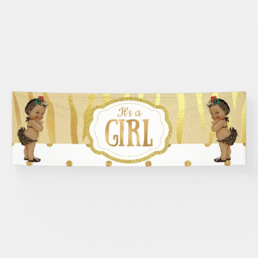 Gouden Sparkle Zebra Print Baby shower Banner (Horizontaal)