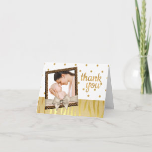Gouden Sparkle Zebra Print Baby shower Dank u Bedankkaart