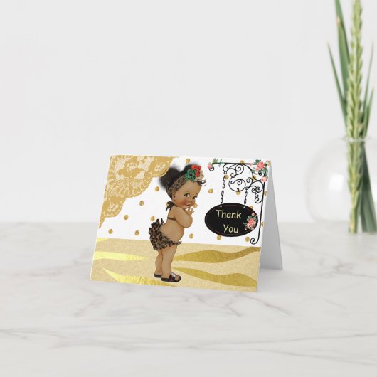 Gouden Sparkle Zebra Print Baby shower Dank u Bedankkaart (Voorkant)
