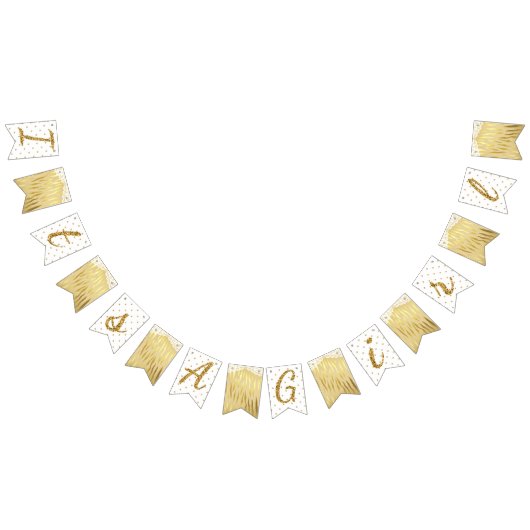 Gouden Sparkle Zebra Print Polka Dot Banner Vlagge (Alle)