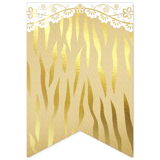 Gouden Sparkle Zebra Print Polka Dot Banner Vlagge (Tweede vlag)
