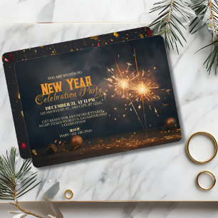Gouden Sparklers & Feestelijke Charme Elegant Nieu Kaart