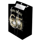 Gouden Sparklers voor 65ste verjaardag Medium Cadeauzakje (Voorkant Gekanteld)