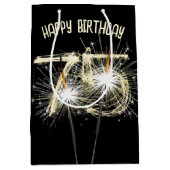 Gouden Sparklers voor 75e verjaardag Medium Cadeauzakje (Voorkant)