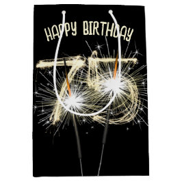 Gouden Sparklers voor 75e verjaardag Medium Cadeauzakje
