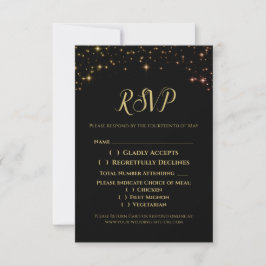 Gouden Sparkles Bruiloft RSVP Behuizing Kaart