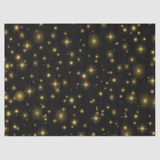 Gouden Sparkles en Sterren in Night Sky Tissuepapier (Voorkant)
