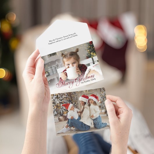 Gouden Sparkles Vrolijke Kerstkalligrafie Foto All In One Uitnodiging