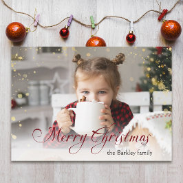 Gouden Sparkles Vrolijke Kerstkalligrafie Foto Feestdagenkaart