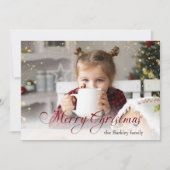 Gouden Sparkles Vrolijke Kerstkalligrafie Foto Feestdagenkaart (Voorkant)