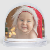 Gouden Sparkles Vrolijke Kerstkalligrafie Foto Sneeuwbol (Achterkant)