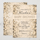Gouden Sparkling Lights BABY DOUCHE Uitnodigingen (Voorkant / Achterkant)