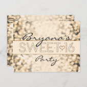 Gouden Sparkling Lights SWEET 16 Glam Briefkaart (Voorkant / Achterkant)