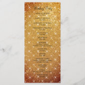 Gouden sparkly glitter fab bruiloft ceremonie prog programmakaart (Achterkant)