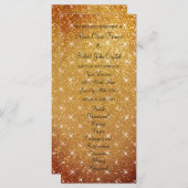 Gouden sparkly glitter fab bruiloft ceremonie prog programmakaart (Voorkant / Achterkant)