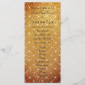 Gouden sparkly glitter fab bruiloft ceremonie prog programmakaart (Voorkant)