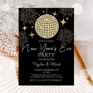 Gouden Sparkly New Year's Eve Party Disco Ball Kaart