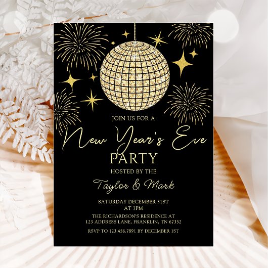 Gouden Sparkly New Year's Eve Party Disco Ball Kaart