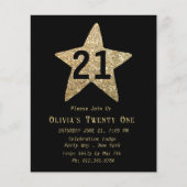 Gouden Sparkly Star 21e Verjaardagsfeestflyer Flyer (Voorkant)