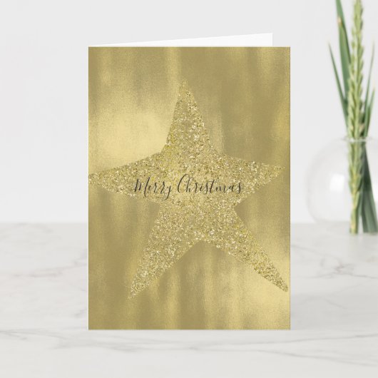 Gouden Sparkly Star Feestdagen Kaart (Voorkant)