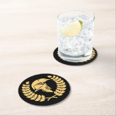 Gouden Spartaanse Helm met Laurel Krans Ronde Kartonnen Onderzetter (Insitu)