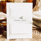 Gouden spat grillige groene dennenappel bruiloft uitnodigingen wikkel