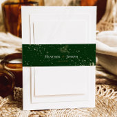 Gouden spat grillige groene dennenappel bruiloft uitnodigingen wikkel