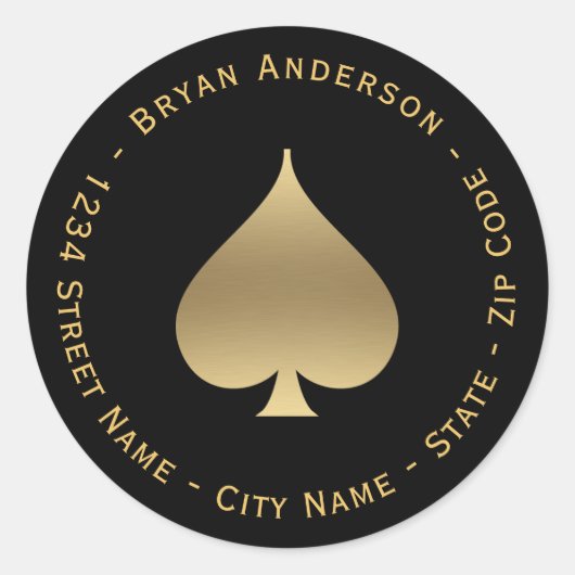 Gouden spatiesymbool retouradreslabel ronde sticker (Voorkant)