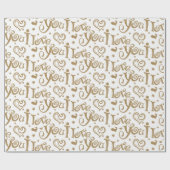 Gouden speciale gelegenheid Ik hou van je Cadeaupapier (Vlak)