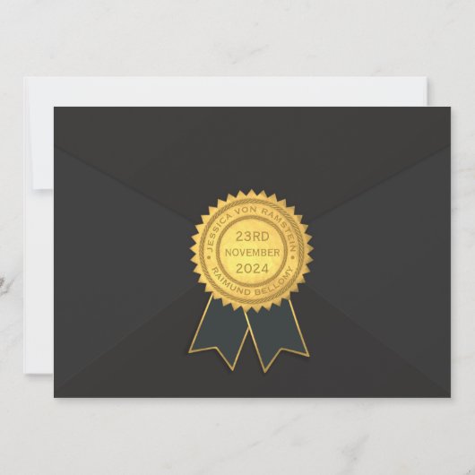 Gouden spikkel bruiloft kaart (Achterkant)