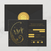 Gouden spikkel bruiloft RSVP kaartje (Voorkant / Achterkant)