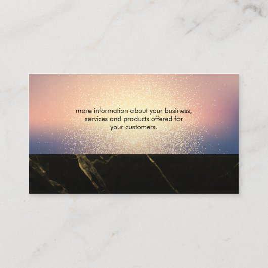 Gouden spikkels | Zwarte marmeren afwerking Visitekaartje (Achterkant)