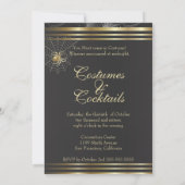 Gouden Spinnen Halloween Feest - Halloween Bruilof Kaart (Achterkant)