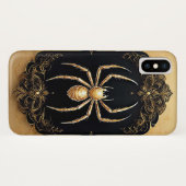 Gouden spinnenbeeld over weelderig filigraanontwer Case-Mate iPhone case (Achterkant (horizontaal))