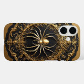 Gouden spinnenbeeld over weelderig filigraanontwer Case-Mate iPhone case (Achterkant (horizontaal))