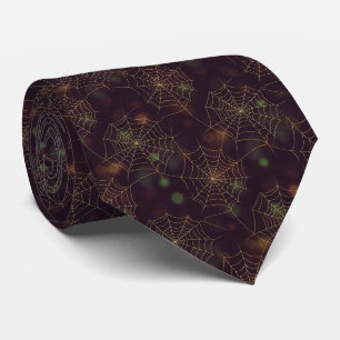 Gouden Spinnenweb Bokeh – Elegant Halloween Web (3 Stropdas