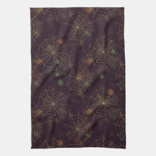 Gouden Spinnenweb Bokeh – Elegant Halloween Web (3 Theedoek