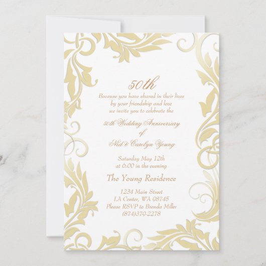 Gouden Spiraal 50ste Huwelijksjubileum Uitnodiging (Voorkant)