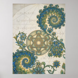 Gouden Spiraal Blauwdruk Spirit Kunst Poster