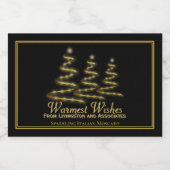 Gouden spiraal kerstbomen op zwarte elegante mini sparkling wijnetiket (Enkel label)