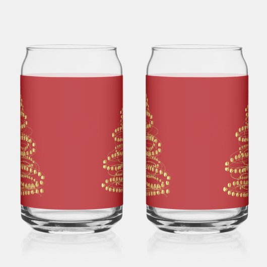 Gouden Spiraal Kerstboom Blikvormige Glas Set (Links)