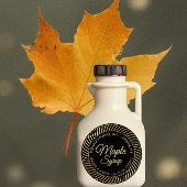 Gouden spiraal rand esdoorn siroop label op zwart