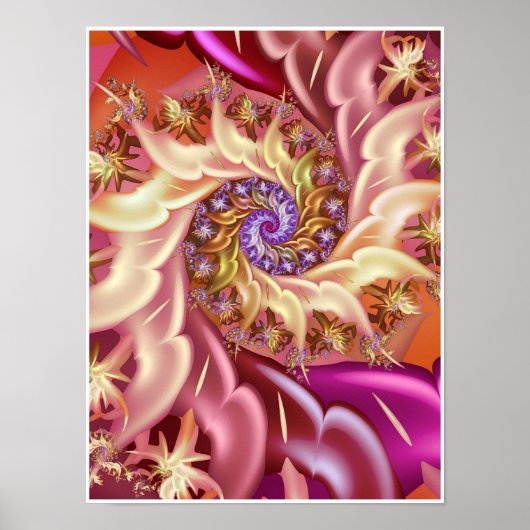 Gouden Spiraal Roze Vortex Abstract Fractal Poster (Voorkant)