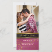 Gouden spiraal wijnstokken chique roze elegante st save the date (Voorkant)